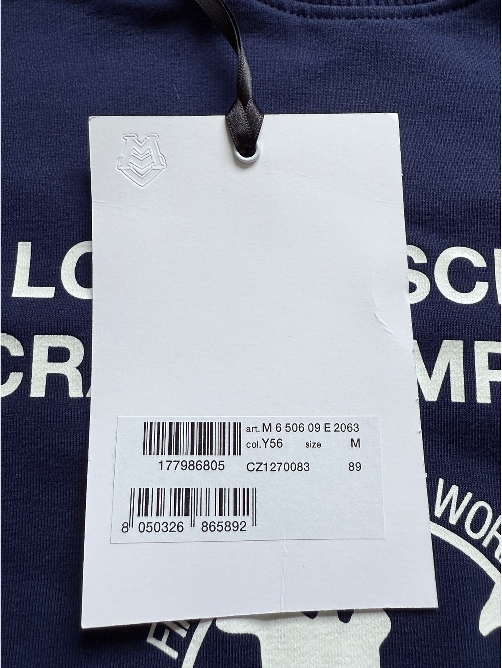 New LOVE MOSCHINO $365 Dark Blue Heather AircraftPrint FleeceSweatshirt Turkey M - Picture 3 of 6